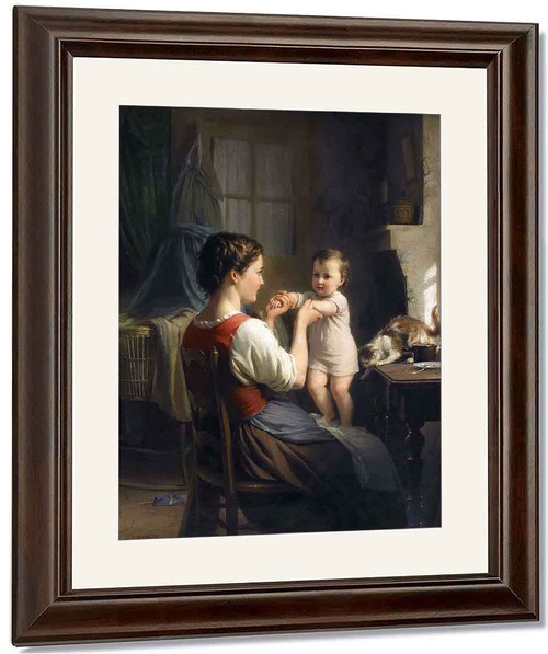 Mother And Child With Cat By Fritz Zuber Buhler