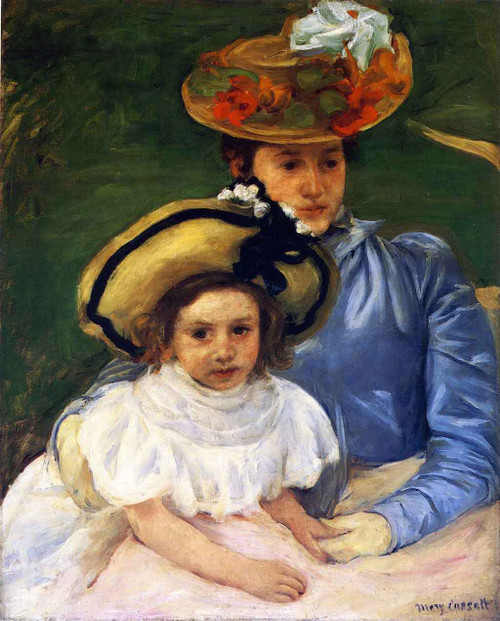 Mother And Daughter, Both Wearing Large Hats By Mary Cassatt By Mary Cassatt