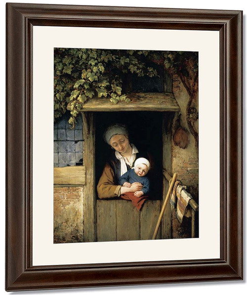 Mother Holding Her Child In A Doorway By Adriaen Van Ostade By Adriaen Van Ostade