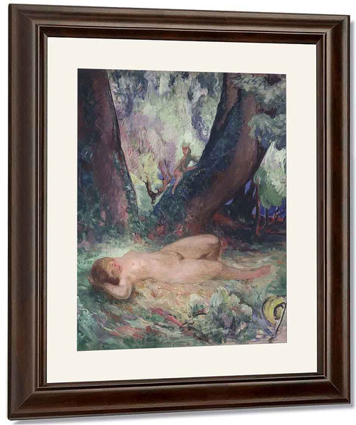 Nude In A Garden With A Satyr By Henri Lebasque By Henri Lebasque