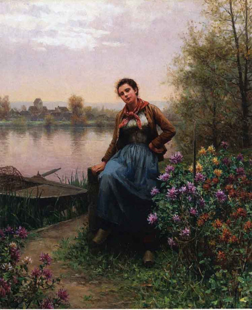 On The River's Edge By Daniel Ridgway Knight By Daniel Ridgway Knight