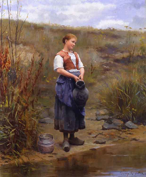 On The River Bank By Daniel Ridgway Knight By Daniel Ridgway Knight