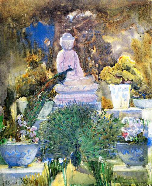 Peacocks And Bodhisattva, Boston By Annie G. Sykes