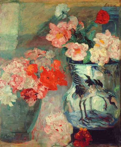 Peonies And Poppies By James Ensor By James Ensor