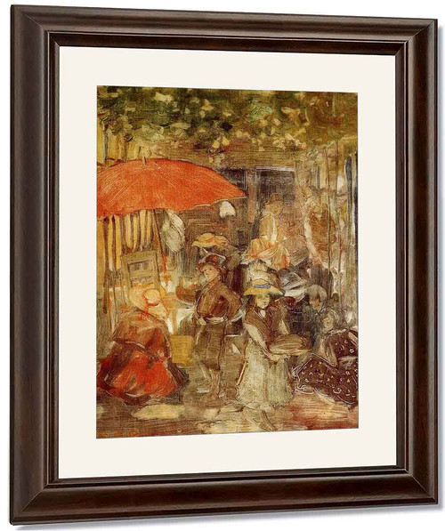 Picnic With Red Umbrella By Maurice Prendergast By Maurice Prendergast