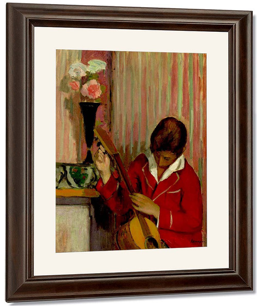Pierre Labasque Playing A Guitar By Henri Lebasque By Henri Lebasque