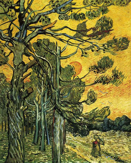 Pine Trees Against An Evening Sky By Jose Maria Velasco