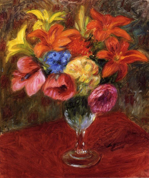 Poppies, Lilies And Blue Flowers By William James Glackens By William James Glackens