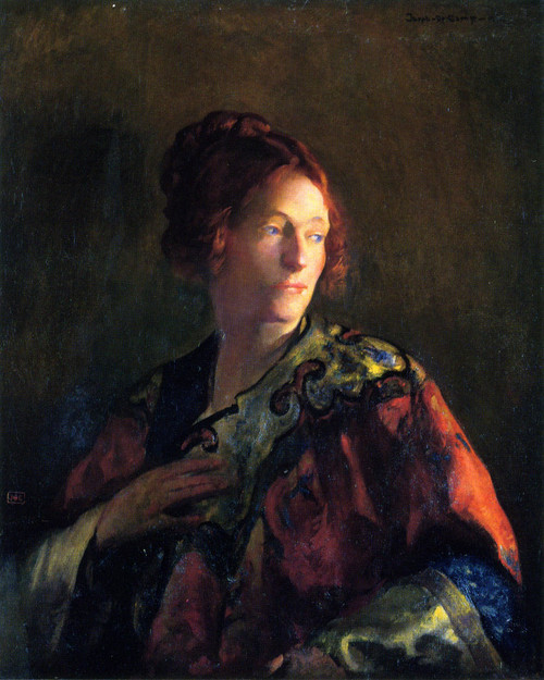 Portrait In Red And Gold Of Miss Pearson By Joseph Rodefer Decamp By Joseph Rodefer Decamp
