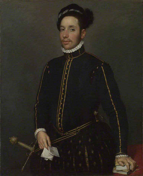 Portrait Of A Left Handed Gentleman With Two Quartos And A Letter By Giovanni Battista Moroni