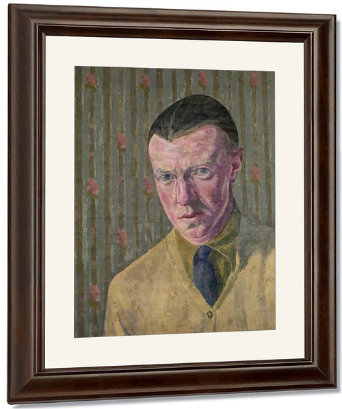 Portrait Of A Man Wearing Green Shirt And Tie By Robert Bevan By Robert Bevan