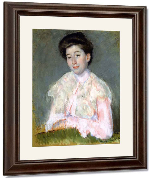 Portrait Of A Smiling Woman In A Pink Blouse By Mary Cassatt By Mary Cassatt