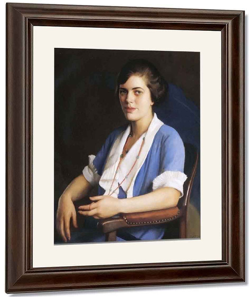 Portrait Of A Young Woman In Blue By William Macgregor Paxton By William Macgregor Paxton