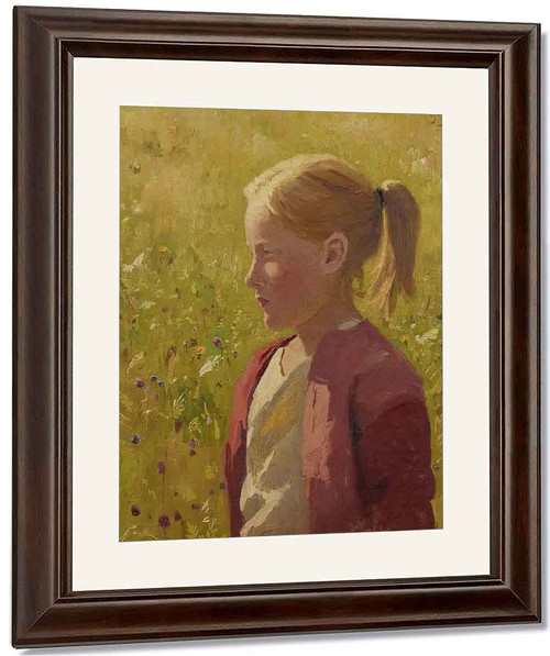 Portrait Of Marie Lyngstad Aged 8 By Hans Dahl By Hans Dahl