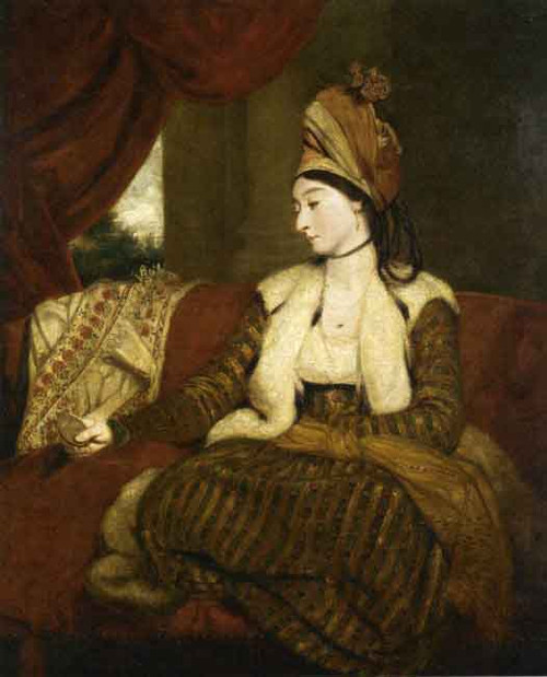 Portrait Of Mrs. Baldwin Full Length, Seated On A Red Divan By Sir Joshua Reynolds