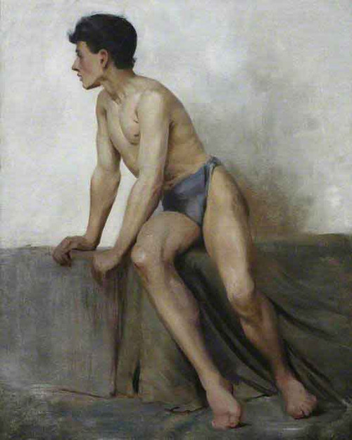 Seated Nude Study By Henry Scott Tuke