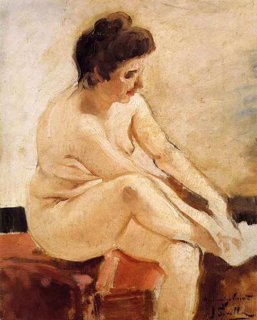 Seated Nude By Joaquin Sorolla Y Bastida