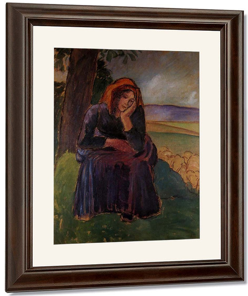 Seated Shepherdess By Camille Pissarro By Camille Pissarro