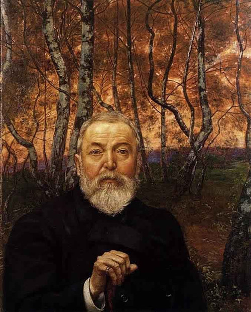 Self Portrait In Front Of A Birch Forest By Hans Thoma