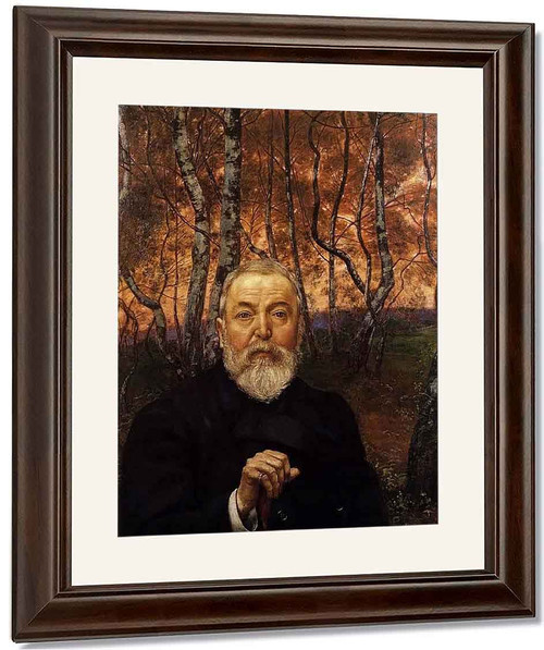 Self Portrait In Front Of A Birch Forest By Hans Thoma