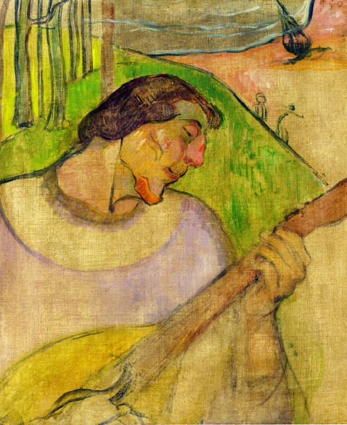 Self Portrait With Mandolin By Paul Gauguin By Paul Gauguin