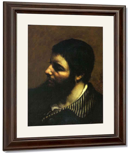 Self Portrait With Striped Collar By Gustave Courbet By Gustave Courbet