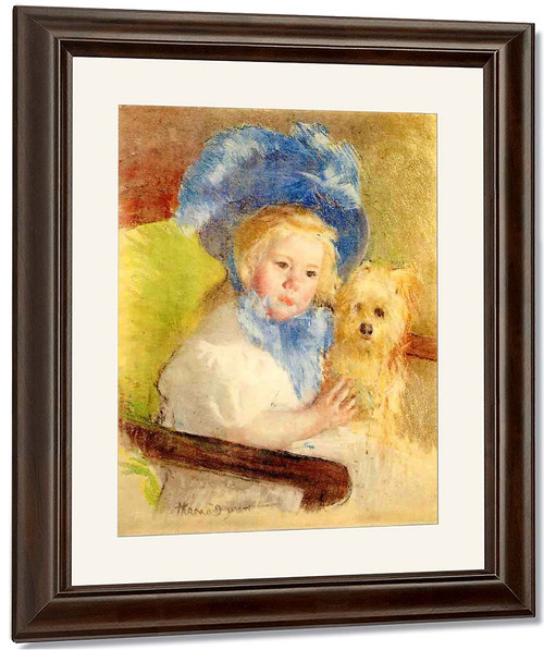 Simone In A Large Plumed Hat, Seated, Holding A Griffon Dog By Mary Cassatt By Mary Cassatt