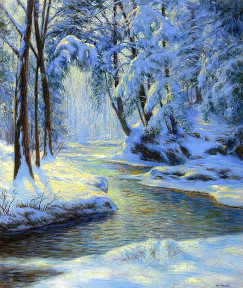 Snowy Landscape With Brook By Walter Launt Palmer