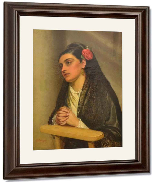 Spanish Woman With A Rose, Praying By John Bagnold Burgess