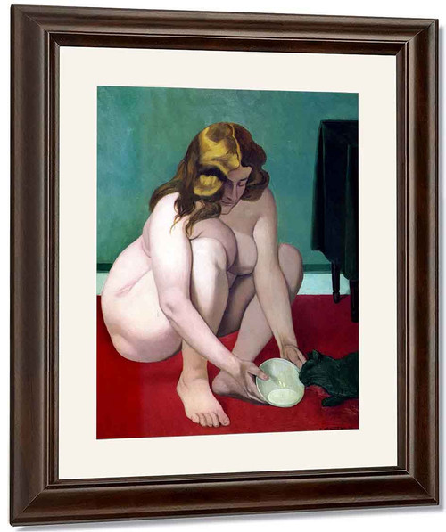 Squatted Woman Offering Of Milk To A Cat By Felix Vallotton Squatted Woman Offering Of Milk To A Cat By Felix Vallotton