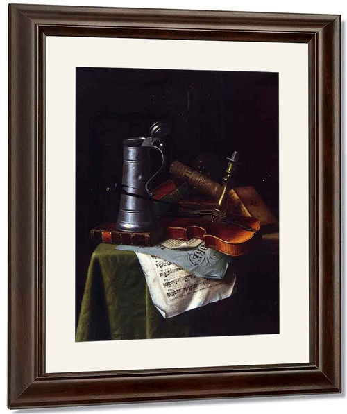 Still Life With A Violin, Pewter Tankard And Sheet Music By William Michael Harnett