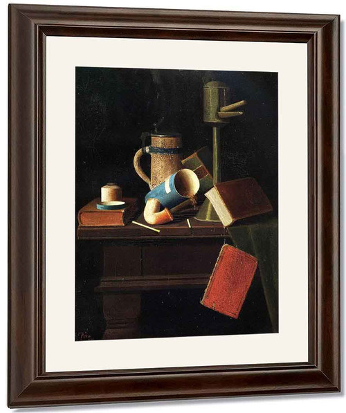 Still Life With Mug, Pipe And Books By John Frederick Peto By John Frederick Peto