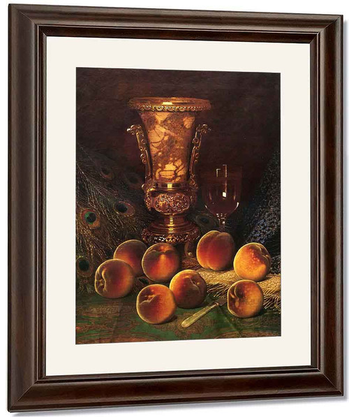 Still Life With Peaches And Marble Vase By William Mason Brown