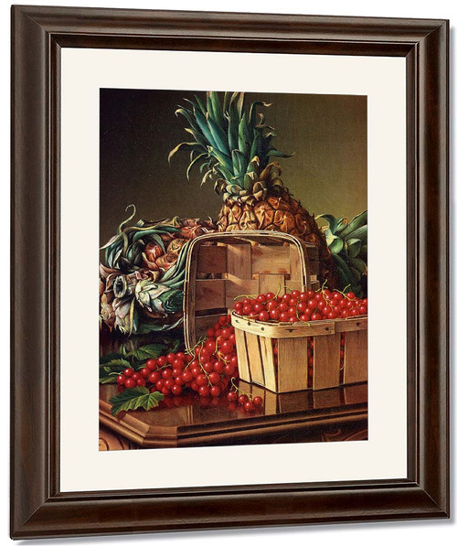 Still Life With Pineapple And Basket Of Currants By Levi Wells Prentice By Levi Wells Prentice