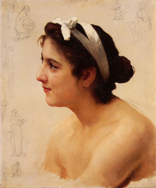 Study Of A Woman By William Bouguereau By William Bouguereau