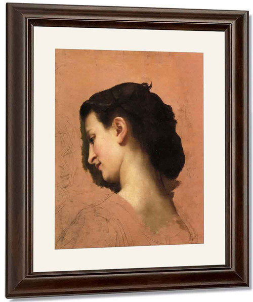 Study Of A Young Girl's Head By William Bouguereau By William Bouguereau