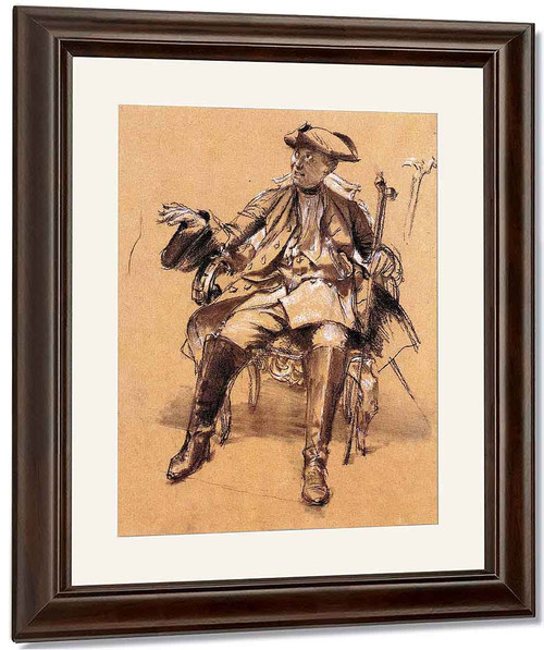 Study Of Model For Frederick Ii In An Armchair By Adolph Von Menzel By Adolph Von Menzel