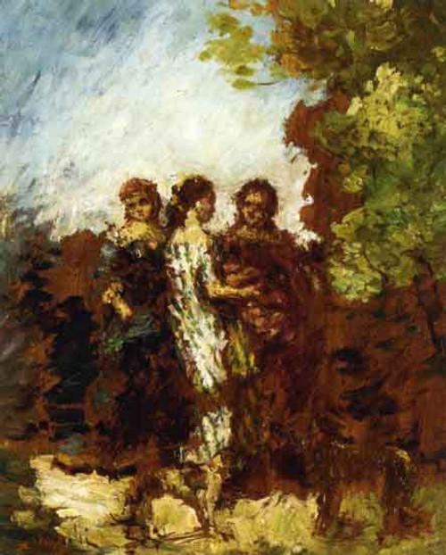 Three Friends By Adolphe Joseph Thomas Monticelli
