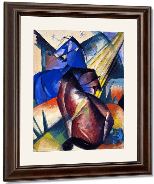 Two Horses, Red And Blue By Franz Marc By Franz Marc