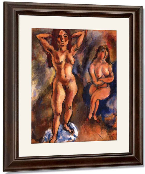 Two Nudes One Standing, One Sitting By Jules Pascin By Jules Pascin