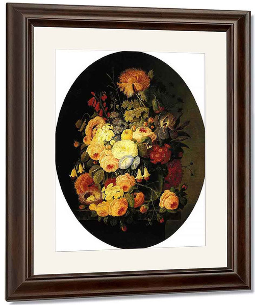 Vase Of Flowers With Bird's Nest By Severin Roesen