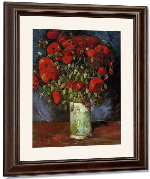 Vase With Red Poppies By Jose Maria Velasco