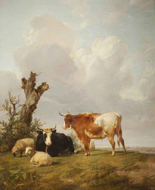 View In Stour Valley With Two Cows By Thomas Sidney Cooper By Thomas Sidney Cooper