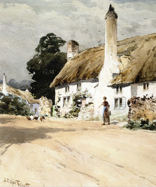 Village In Devon, England 1 By Samuel P R Triscott American 1846 1925