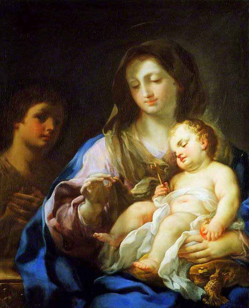 Virgin And Child With An Angel By Corrado Giaquinto By Corrado Giaquinto
