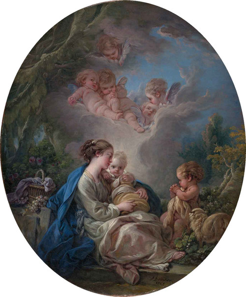 Virgin And Child With The Young Saint John The Baptist And Angels By Francois Boucher