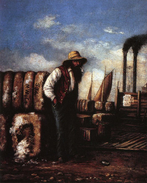 White Man With Cotton Bales On Docks By William Aiken Walker