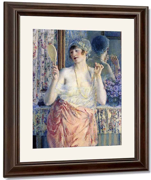 Woman Before A Mirror 1 By Frederick Carl Frieseke By Frederick Carl Frieseke