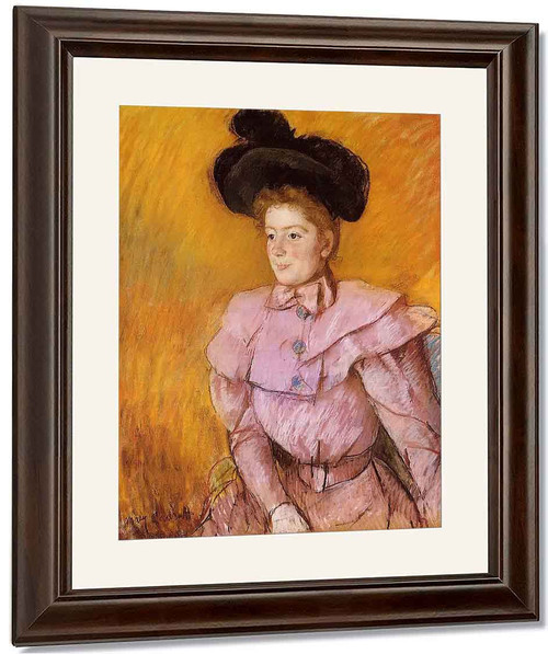 Woman In A Black Hat And A Raspberry Pink Costume By Mary Cassatt By Mary Cassatt