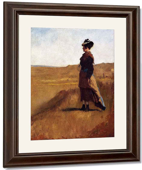 Woman On A Hill By Eastman Johnson By Eastman Johnson